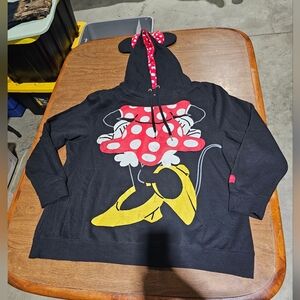 Minnie Mouse Black Hoodie With Ears & Bow Disney Parks
